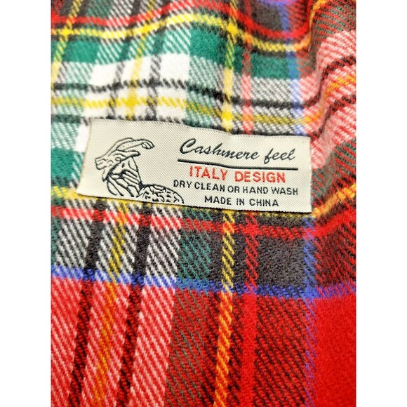 Italy Design Cashmere Feel Winter Red Plaid Scarf - Picture 4 of 5